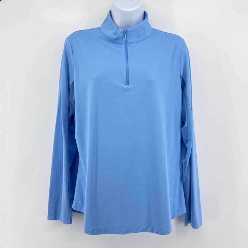 IBKUL Icefil 1/4 Zip Sun Shirt Carolina Blue Long Sleeve Mock Neck Top L UPF 50+